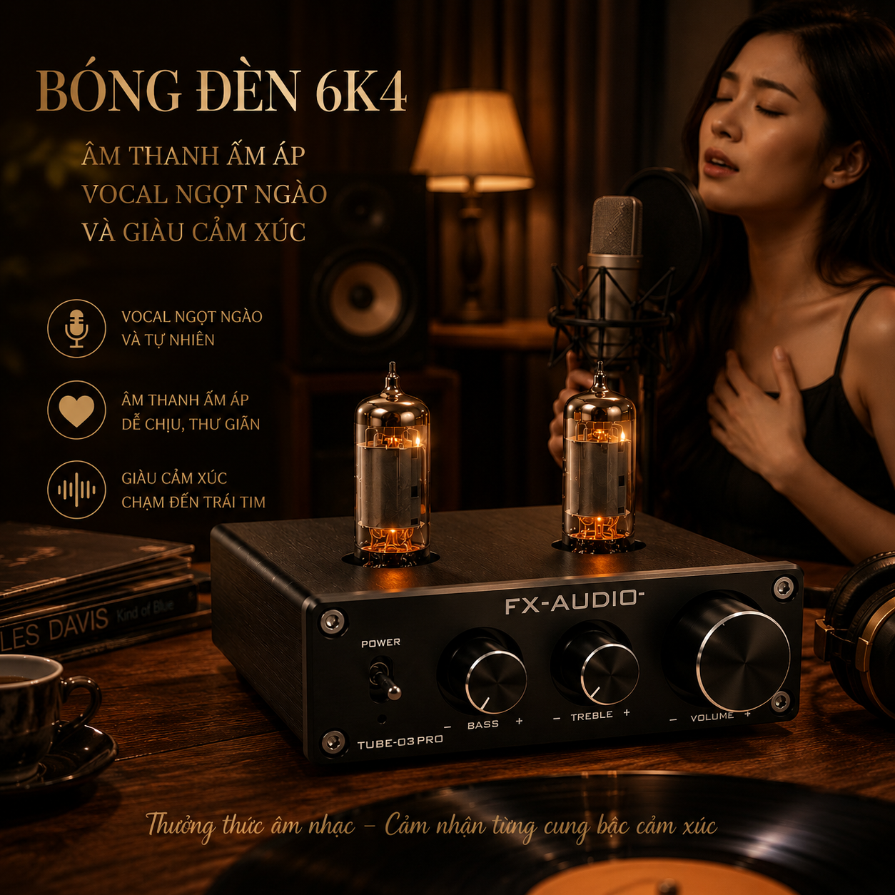 (NEW 2026) FX-AUDIO TUBE-03 PRO – Preamp Đèn 6K4 Cao Cấp - Âm Thanh Ấm Áp, Vocal Ngọt, Chỉnh Bass Treble - Hàng Nhập Khẩu