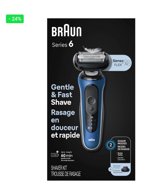 Máy Cạo Râu Braun Series 6, Máy Cạo Râu Khô Và Ướt, Nhập Đức, BH 12 Tháng