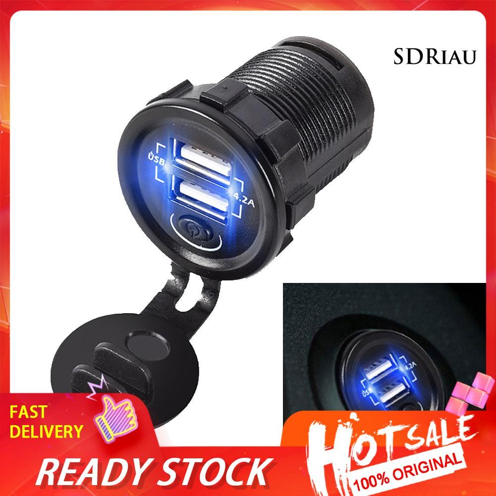 Bộ Sạc Usb Kép Qcd 12v-24v Trên Xe Hơi Có Công Tắc Tiện Dụng