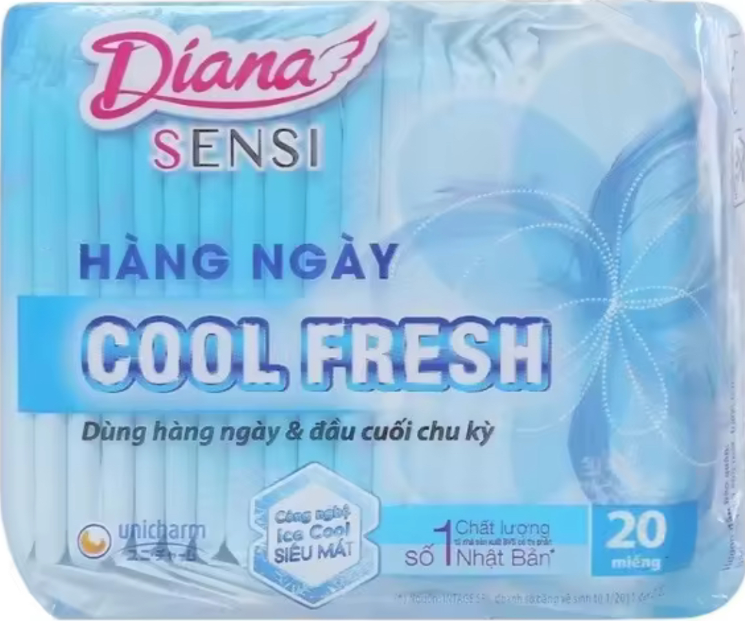 (15.5cm Không Cánh) - Combo 6 Gói Băng Vệ Sinh Diana Hàng Ngày Sensi Cool Fresh- Mỗi Gói 20 Miếng- Date luôn mới
