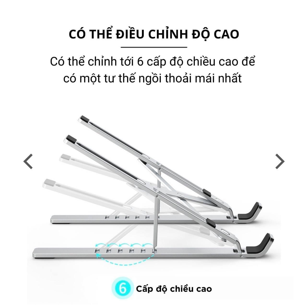 Kệ Wiwu Laptop Stand Dành Cho Laptop S400 Điều Chỉnh Độ Cao Với 10 Nấc Làm Giá Đỡ Laptop, Máy Tính Bảng, Đọc Sách - Hàng Chính Hãng 