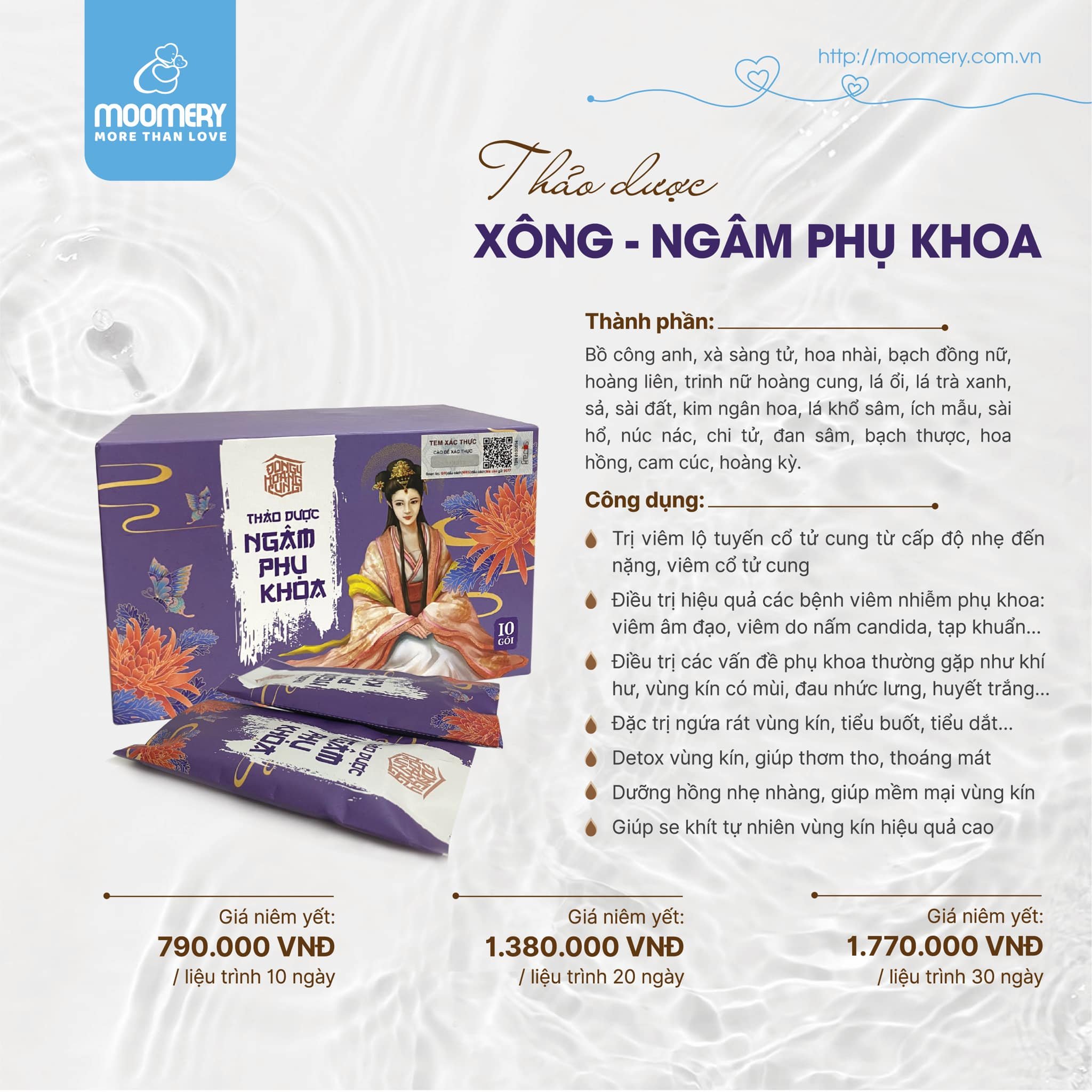 Thảo Dược Ngâm Phụ Khoa - Đông Y Hoàng Cung - Khử Mùi Hôi,  Hỗ Trợ Se Khít, Hồng Vùng Kín