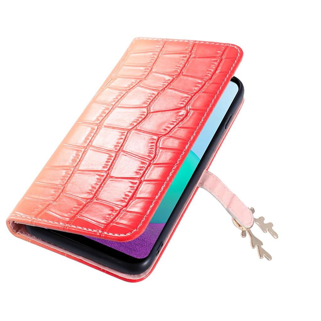 Bao da PU hình ví đựng thẻ có khóa màu gradient cho Samsung Galaxy A03S A10 A21S A31 A40 A41 A50 A70 A51 A71