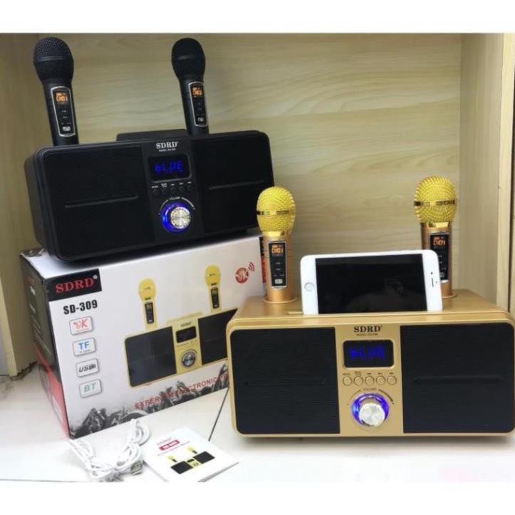 Loa Bluetooth SDRD SD 309 Mini Karaoke. Bản Cao Cấp Chất Lượng, Kèm 2 Micro Sạc Không Dây. Bảo Hành Lên Đến 12 Tháng.