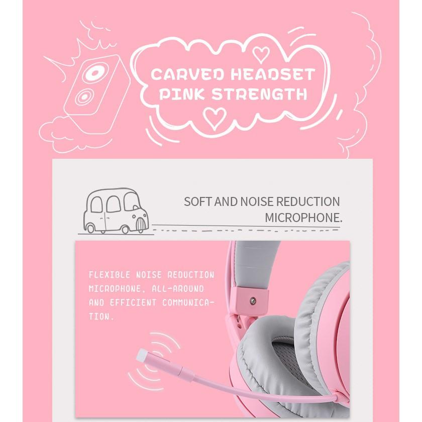 Tai nghe Gaming Somic G951 Pink tai mèo - USB Sound 7.1