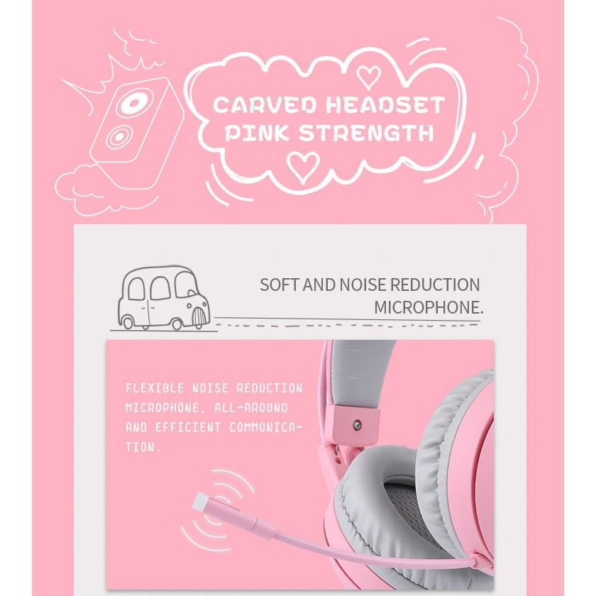 Tai nghe Gaming Somic G951 Pink tai mèo (Hồng) - USB Sound 7.1