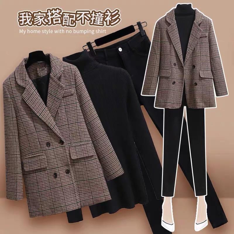 Áo Khoác Blazer Dạ Kẻ 2 Lớp Loại 1 Form Rộng Ullzzang