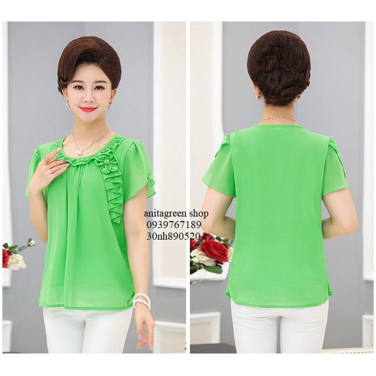 Nh890520-ÁO VOAN KIỂU TRUNG NIÊN KẾT HOA