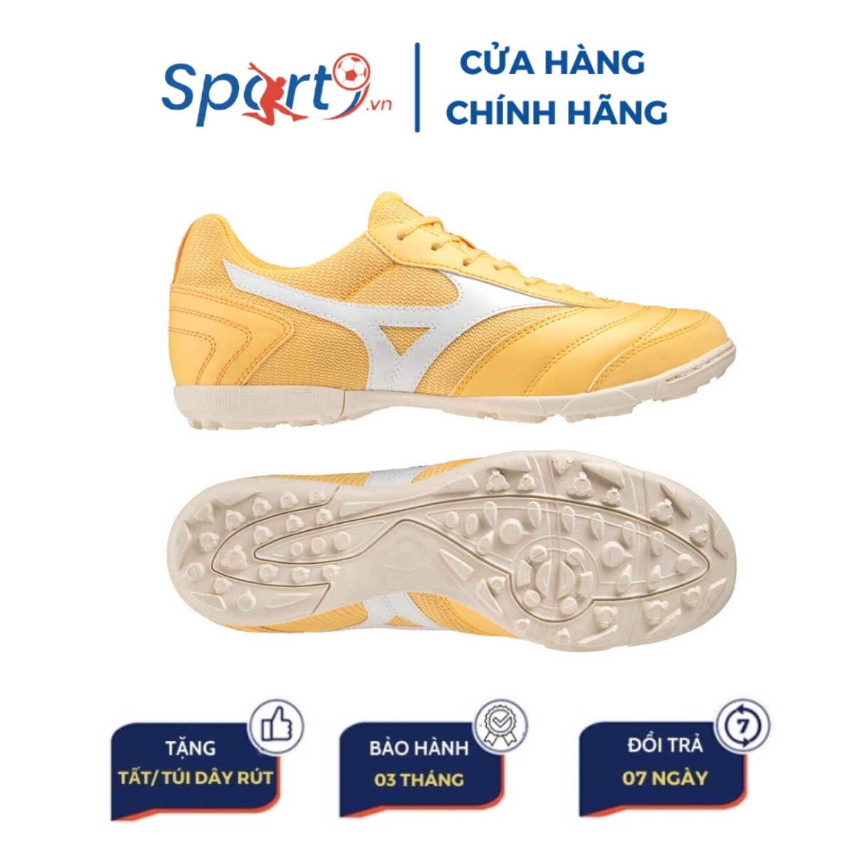 Giày đá bóng Mizuno Mrl Sala Club - Q1GB230372 - Vàng/Trắng