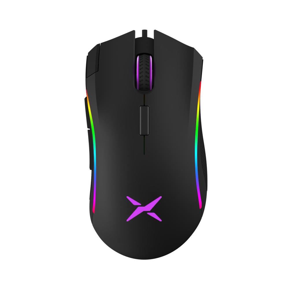 Chuột chơi game có dây Delux M625 7 nút có thể lập trình Chuột công thái học với cảm biến A3050 4000 DPI Đèn nền RGB