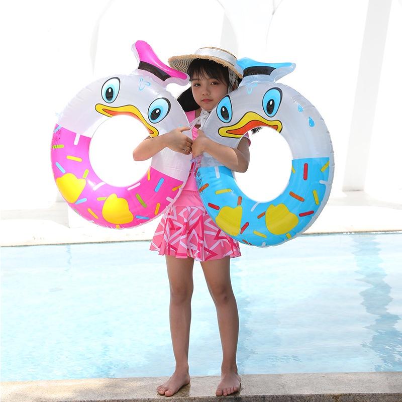 Mới Vịt Donald Phim hoạt hình dễ thương Vòng tròn bơm hơi Bể bơi Phao trẻ em Vòng bơi Nước Bữa tiệc mùa hè Đồ chơi bể bơi cho trẻ em