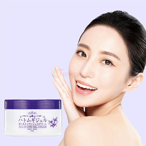 Kem dưỡng ẩm Ý Dĩ Hadakiri Hatomugi All In One Gel Cream giúp làm sáng da (250g) - Hàng chính hãng