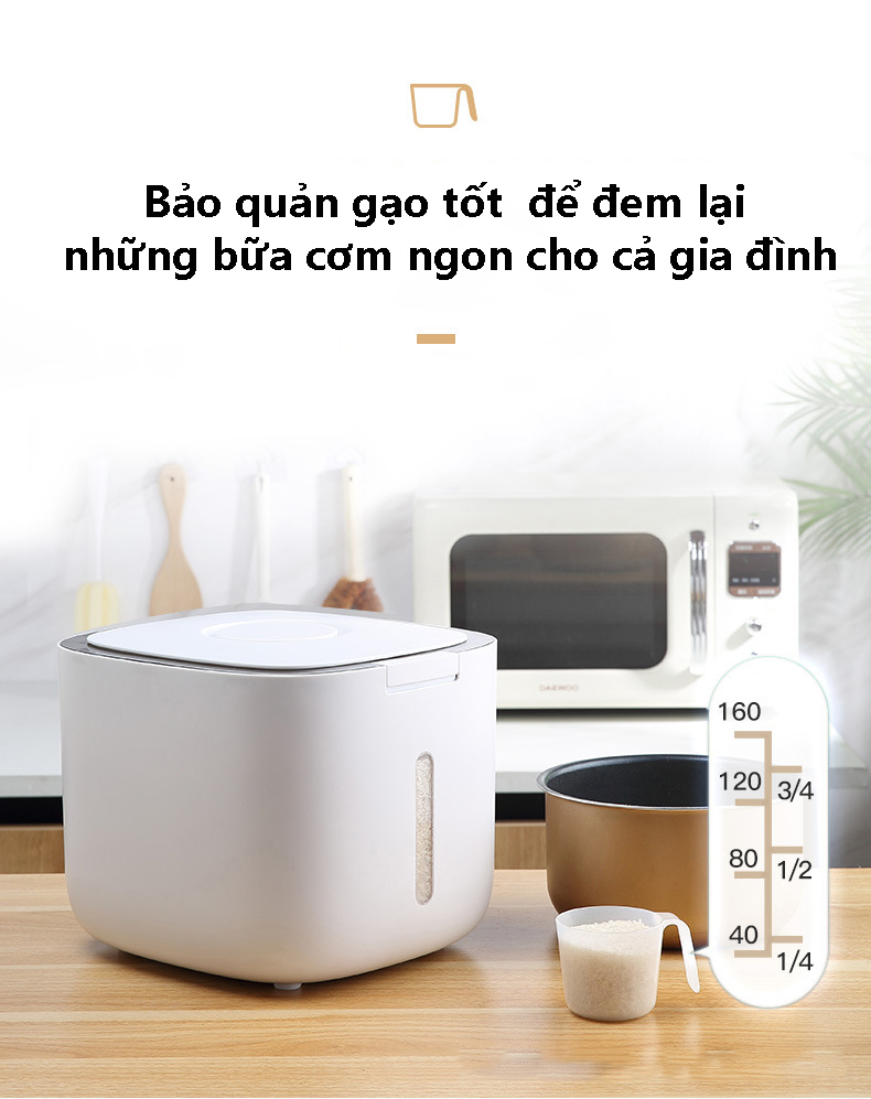 Thùng Đựng Gạo Thông Minh - Chất Liệu ABS Cao Cấp - Nhấn Nút Tiện Lợi - 2 Loại Kích Thước - Hàng Chính Hãng - Giao Màu Ngẫu Nhiên