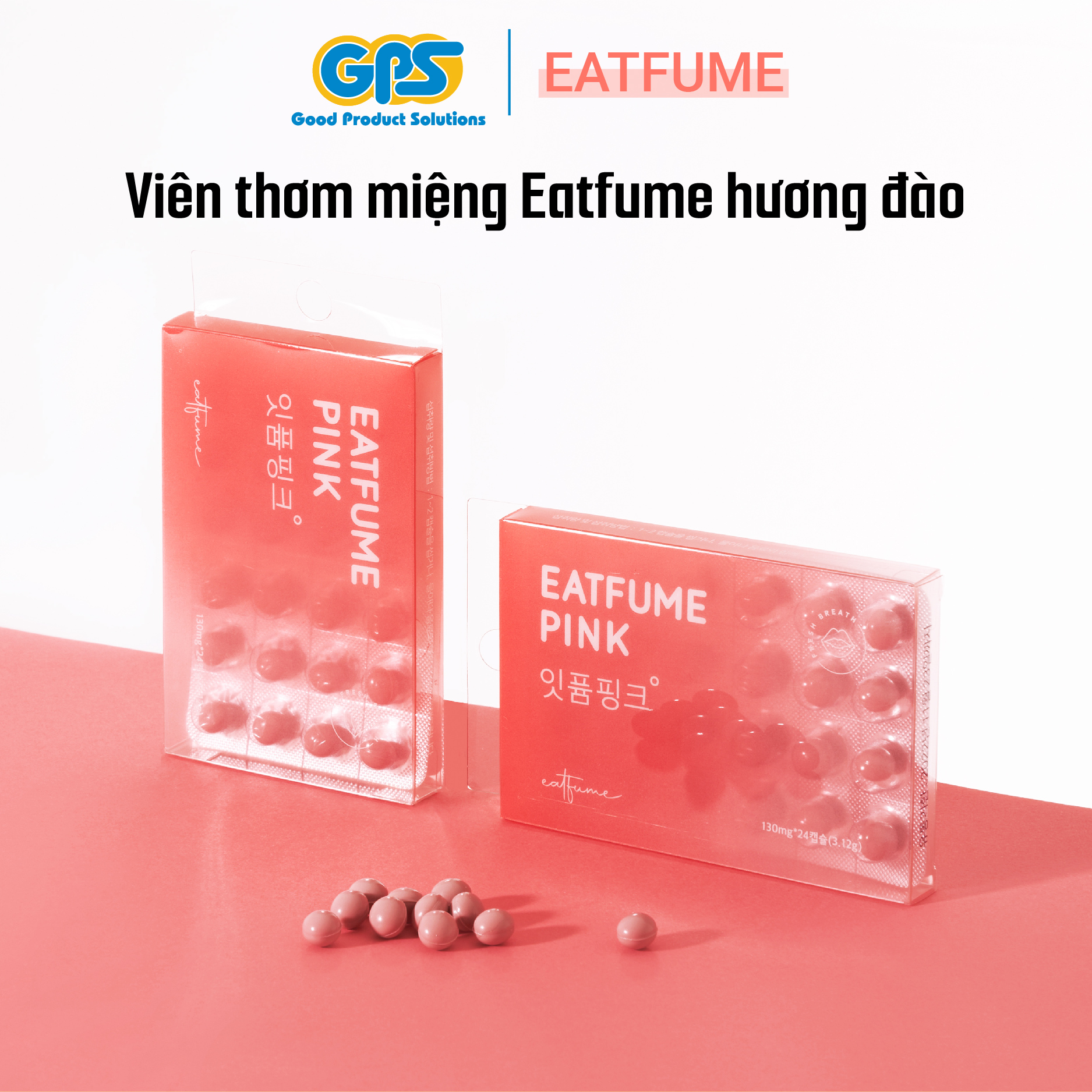 Kẹo thơm miệng hương đào Eatfume Pink chăm sóc hơi thở 24 viên / vỉ