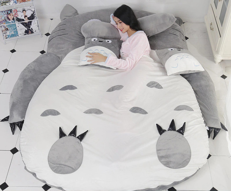 Đệm lười Totoro 1m4x2m cao cấp A làm bằng hạt xốp êm ái