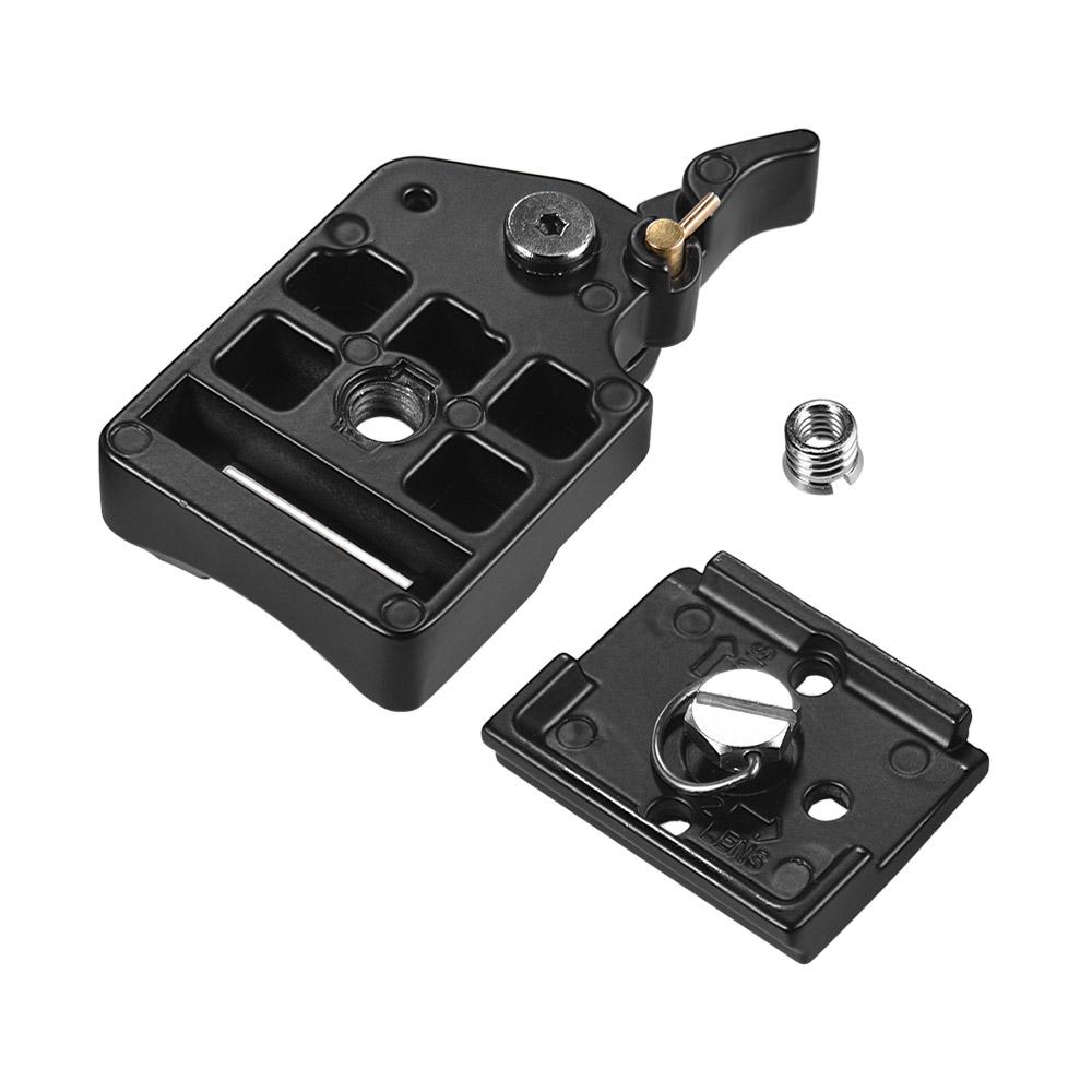 Quick Release Plate Clamp Adapter with QR Plate 1/4 inch Screw 1/4 & 3/8 inch Screw Hole Bubble Level for Tripod DSLR