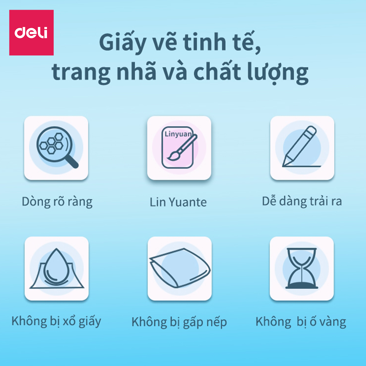 Giấy Vẽ Chuyên Dụng Deli 265X380Mm - 110/160/180Gsm, 20 Tờ - 1 Quyển - 73607/73611/73613