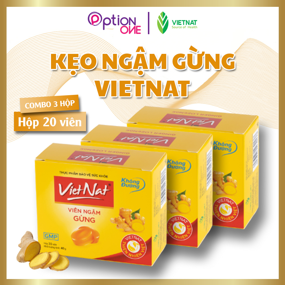 Kẹo ngậm gừng Vietnat không đường hỗ trợ tiêu hóa giảm cảm cúm - 20 viên/ hộp