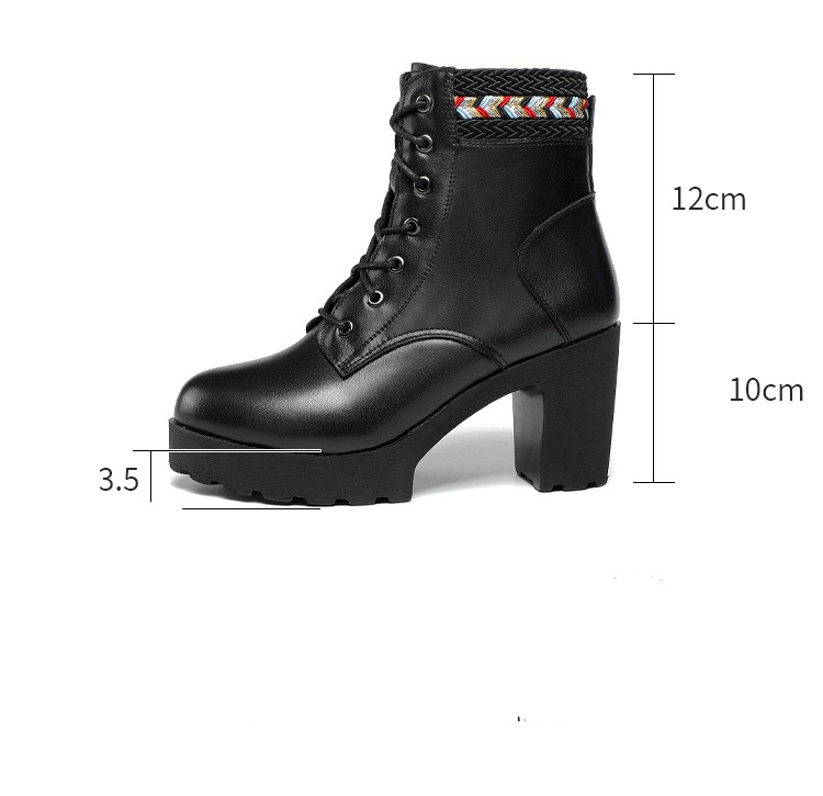 Giày Boots cổ thấp đầu tròn cao 10cm