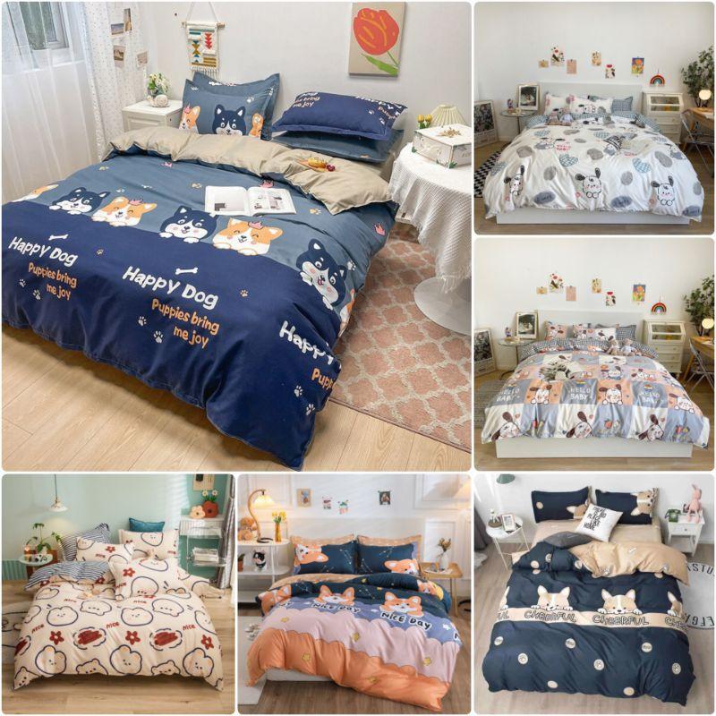 Bộ chăn ga gối cún Cotton Poly cao cấp LEEBedding, chăn ga Hàn Quốc, miễn phí bo chun drap ga giường theo yêu cầu