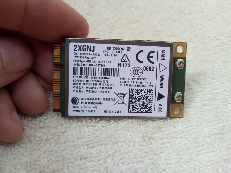 Card wwan 3G Ericsson DW5550 dùng cho laptop Dell E6220, E6320,E6420,E6520, Precision M4600,M6600 - Card mạng 3G laptop - Hàng nhập khẩu