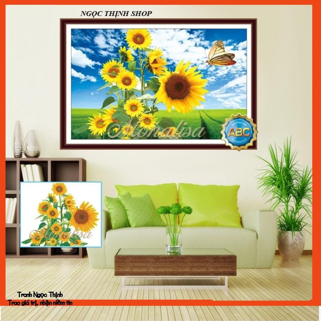 FreeShip 250k Toàn Quốc-Tranh đính đá cao cấp hoa hướng dương khoe sắc- Y8197- 90x60Cm