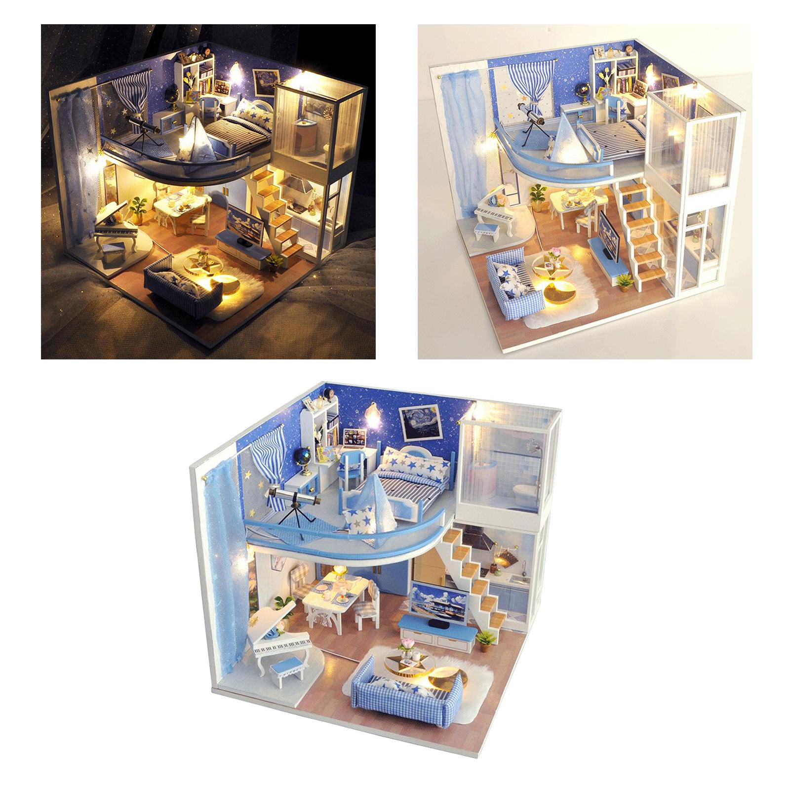 Self Assembled Dollhouse Furniture Building Cottage House Dustproof Cover