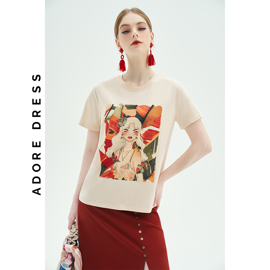 Áo Phông Graphic T-shirts casual style be in banana leaves 311TS2015 ADORE DRESS