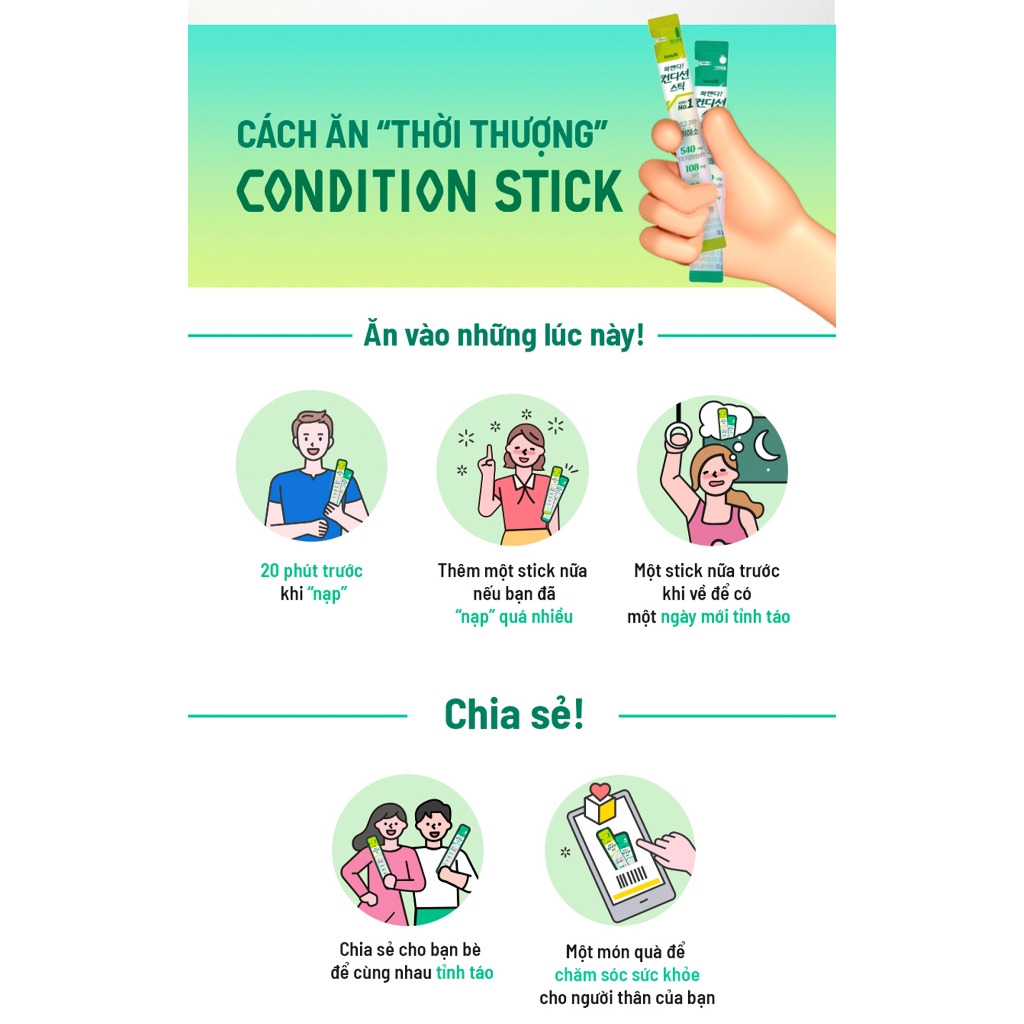 [Kolmar] Thạch Giải Rượu Khúng Khéng Condition Stick - Vị Táo Hộp 10 Stick