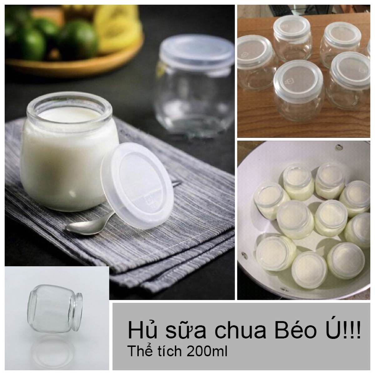 Hũ thủy tinh làm sữa chua, chưng yến 200 ml dáng béo bụng PEAFLO