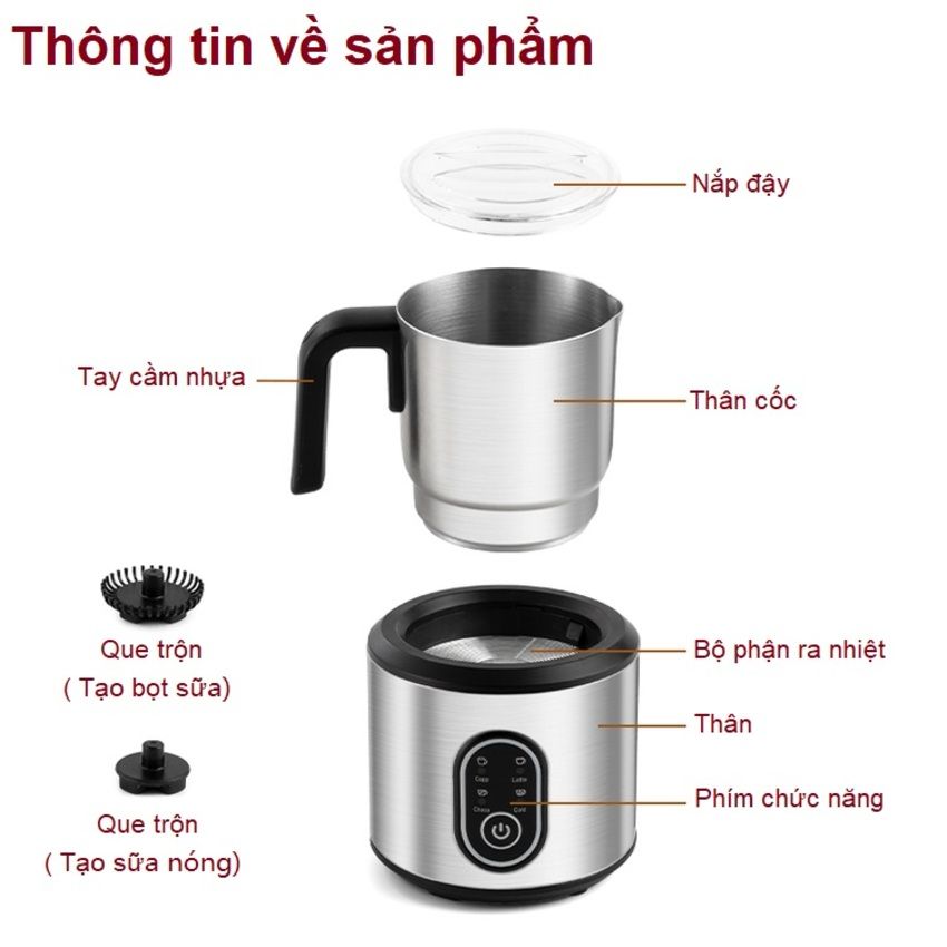 Máy tạo bọt sữa chuyên nghiệp 4 trong 1 dùng cho quán 4 trong 1 Chulux JMF-988S - HÀNG NHẬP KHẨU