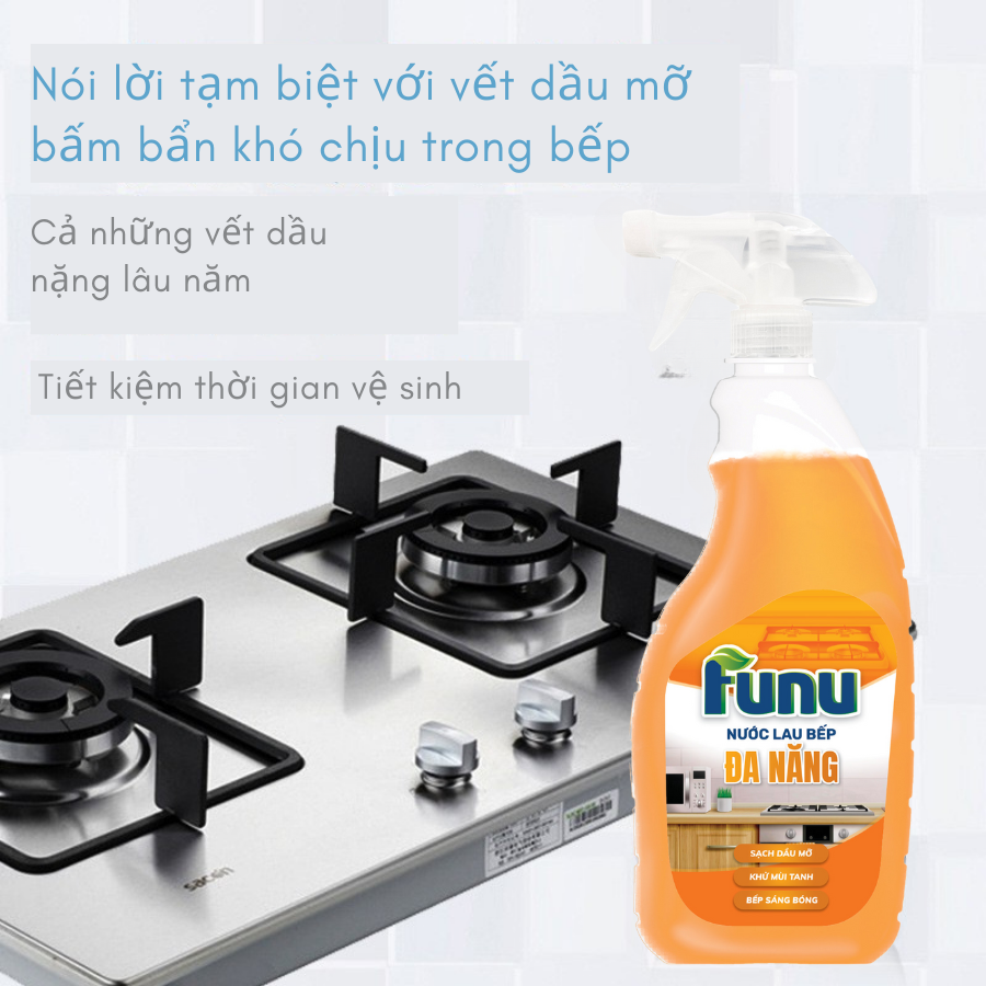 Chai xịt tẩy dầu mỡ bám bẩn nặng Funu cao cấp, làm sạch bếp gas, máy hút mùi, tường bếp, mui xe, tường gạch