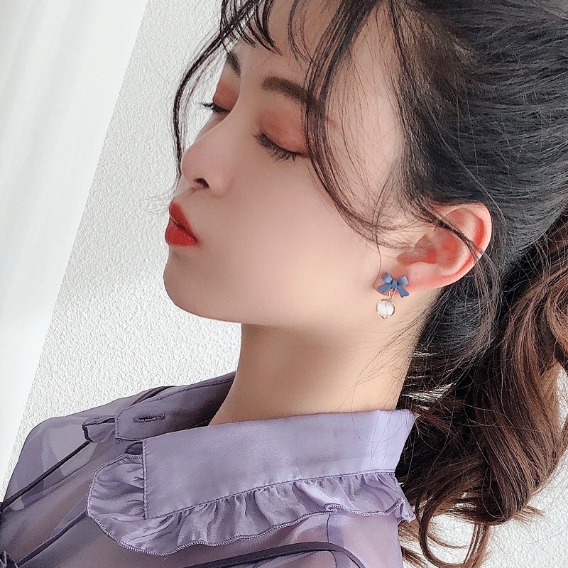 Bông Tai Nữ Hình Nơ Nhiều Màu Xinh Xắn Phong Cách thời trang Hàn Quốc