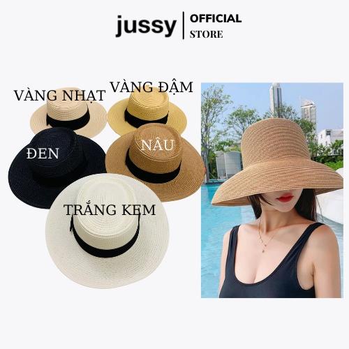 Mũ Cói Đi Bển Jussy Fashion Nón Cói Rộng Vành Chất Cói Tự Nhiên, Mũ Gaucho Sang Chảnh Đóng Hộp To Giữ Form Nón