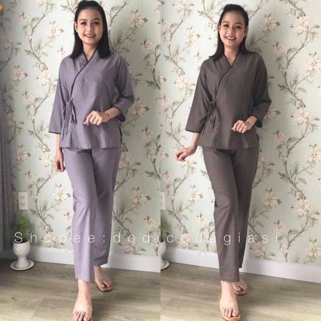 ĐỒ LAM ĐI CHÙA - mẫu xéo nơ trơn kate Z1