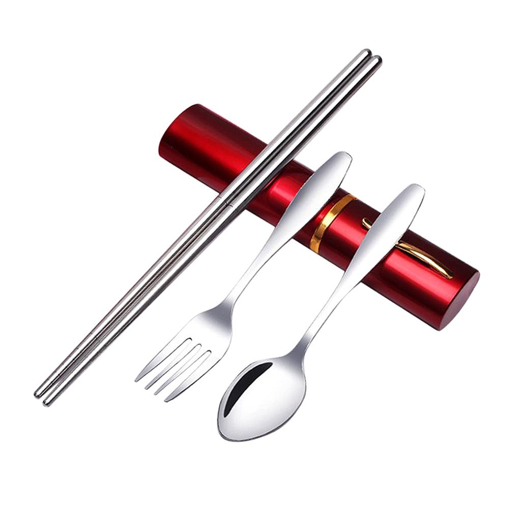 Tableware Stainless Steel Travel Portable Chopsticks, Forks Spoons