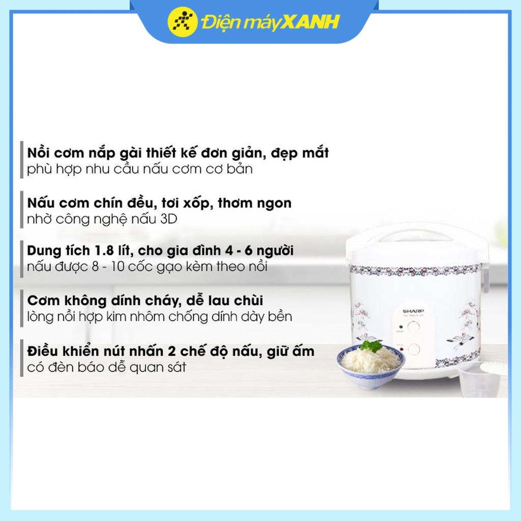 Nồi cơm nắp gài Sharp 1.8 lít KS-183TJV-CR - Hàng Chính Hãng