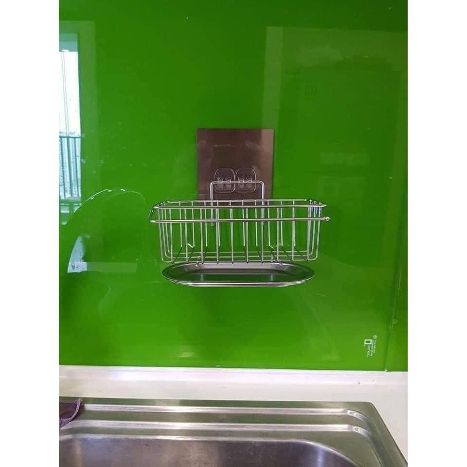 KỆ INOX GẮN TƯỜNG ĐỰNG RẺ RỬA BÁT KÈM KHAY HỨNG NƯỚC INOX 304