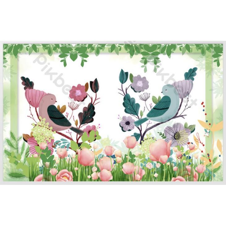 Tranh dán tường 3d trang trí phòng khách, phòng ngủ, phòng em bé Thiên nhiên những chú chim MS1243249