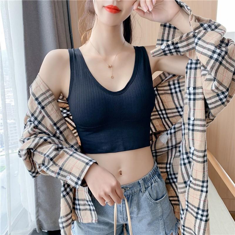 Áo Bra, áo bra đan dây sau lưng nữ ba lỗ thun không tay kiểu ôm body vải cotton co giãn tốt A003