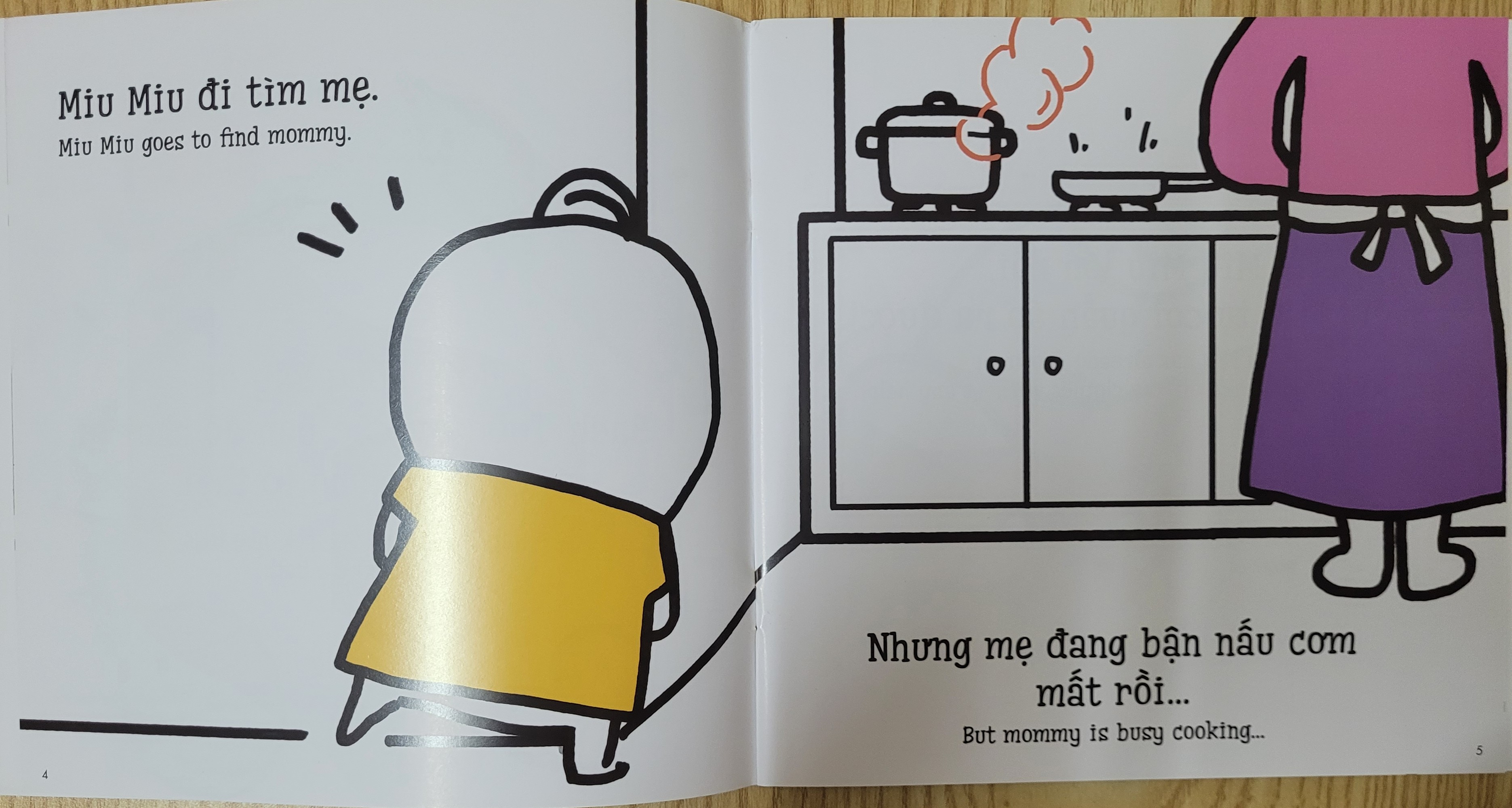 Sách Ehon Kĩ Năng Sống Miu Miu Tự Lập Phần 1 - Song Ngữ Anh - Việt (1-6 tuổi)