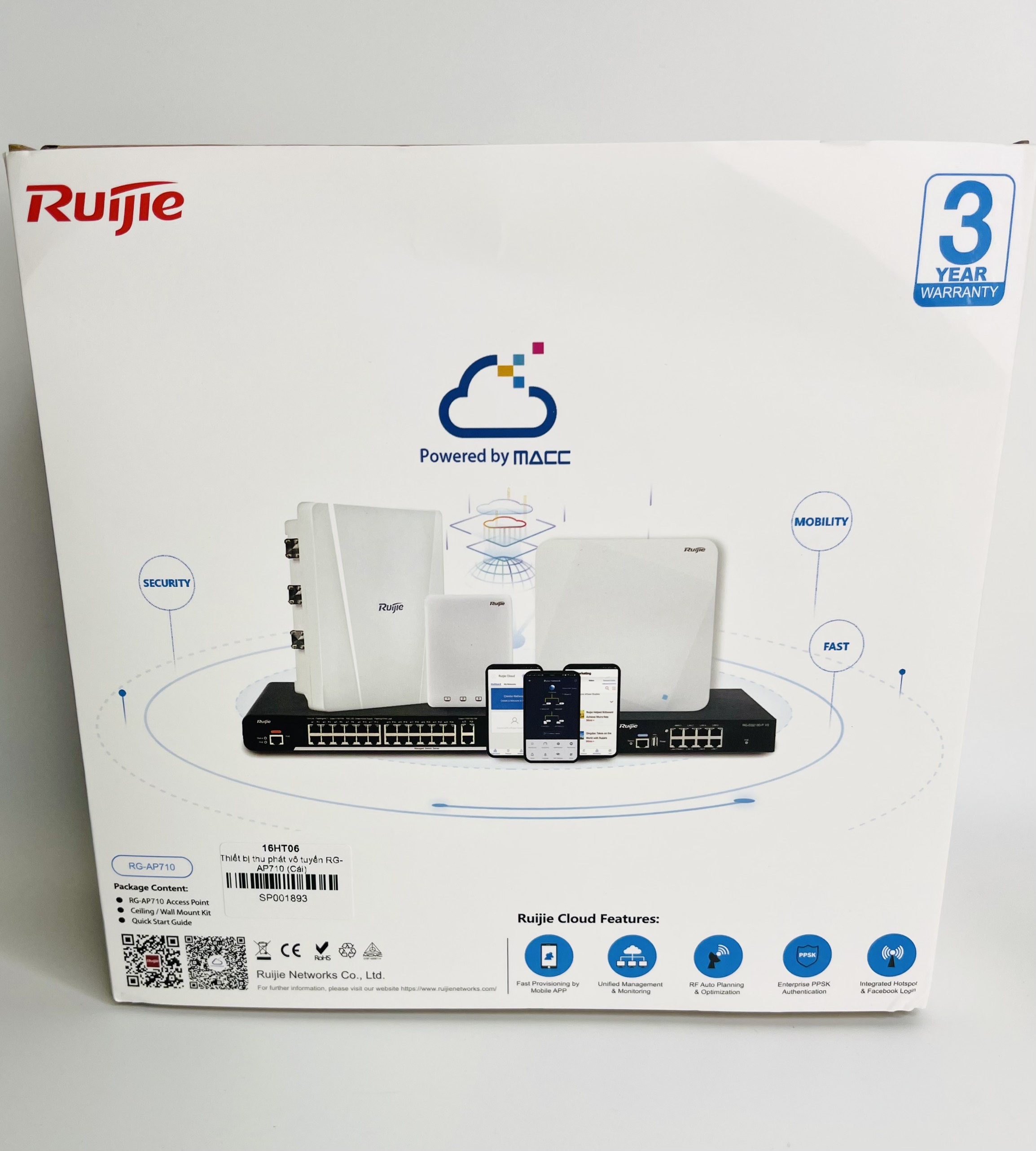 Thiết bị phát sóng wifi gắn trần Ruijie Reyee RG-AP710, Hàng Chính Hãng.