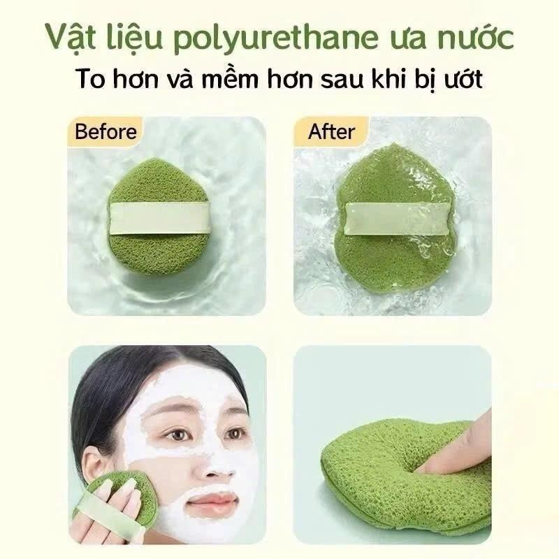 Combo 3 Bông Mút Rửa Mặt Thiết Kế Hình Giọt Nước Chất Liệu Ưa Nước Lưới Tổ Ong Hấp Thụ Nhanh