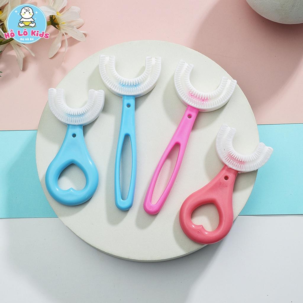 Set 2 chi tiết bàn chải đánh răng chữ u thông minh, kem đánh răng dạng bọt cho bé Hồ Lô Kids