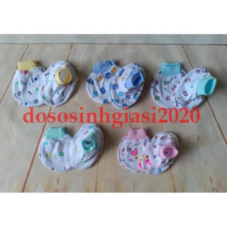 Bao tay chân cho bé-Set 5 đôi bao tay chân cổ bo