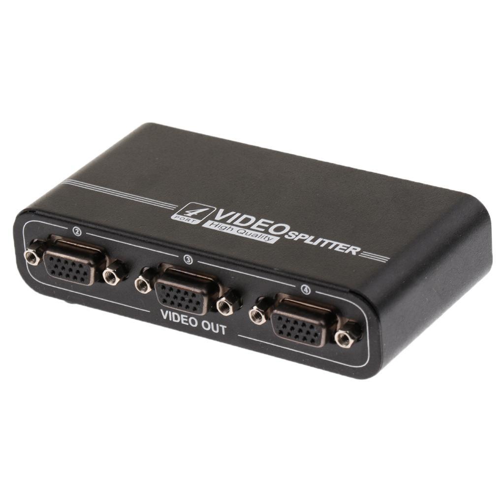4 Port VGA Video HD Signal Amplifier Splitter Sharing Box for PC 550MHz