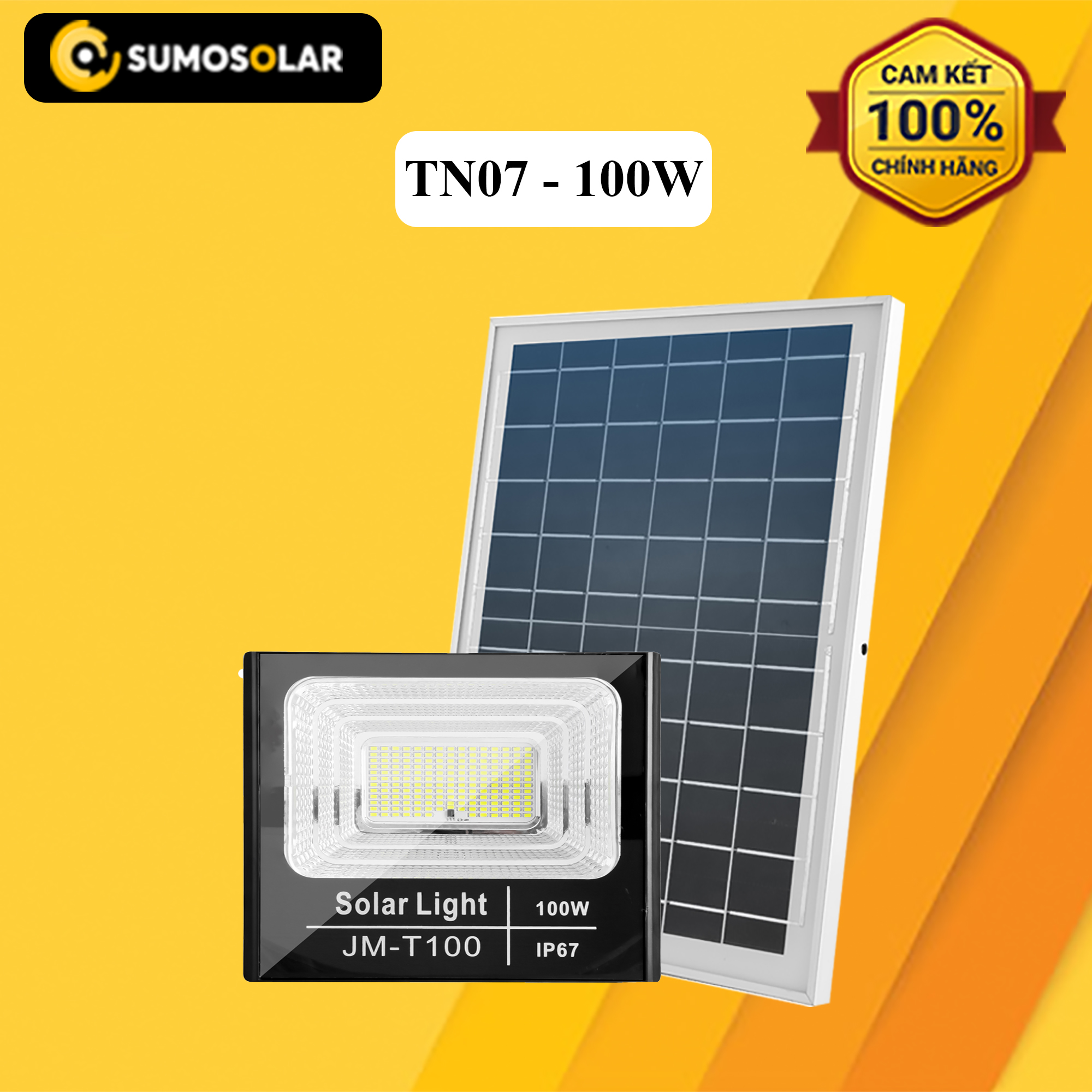 Đèn Pha sạc bằng Năng lượng mặt trời (100W) JM-JTG25100 – TN07 - Sumosolar