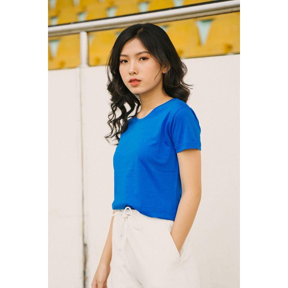 Áo thun nữ SIÊU MÁT mùa hè, màu xanh dương đậm - Chất 100% COTTON chuẩn mềm mịn, thấm hút cực tốt