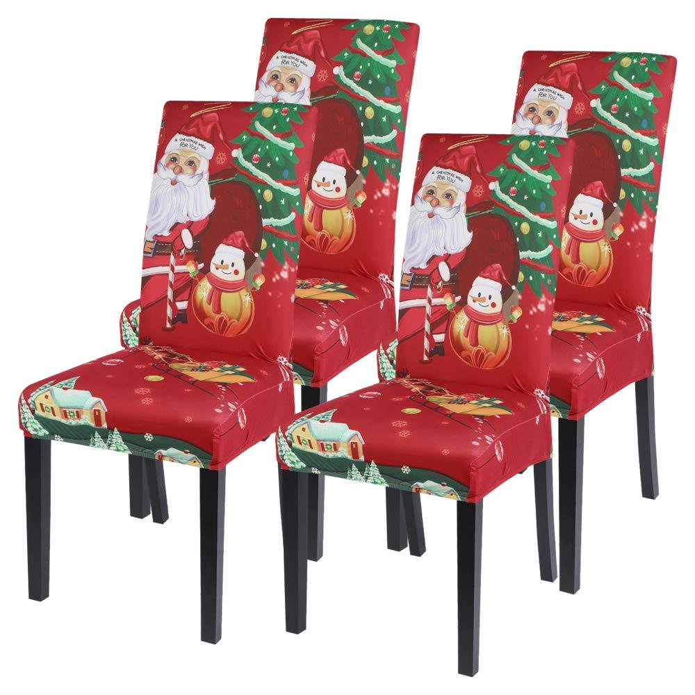 Ghế Giáng sinh bao gồm 4erset Tham chiếu căng thẳng phổ quát Xmas Festive Bìa trang trí Ghế bảo vệ nhà hàng