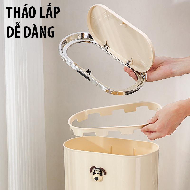 Thùng Rác Nắp Bật Nhấn Nút Hình Cún SUNMI - Thùng Đựng Rác Nhà Vệ Sinh, Nhà Ăn, Phòng Ngủ Với Chất Liệu Nhựa ABS Cao Cấp